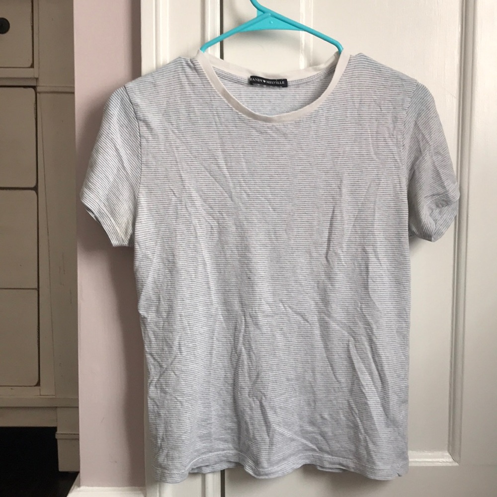 Brandy Melville striped blue and white top